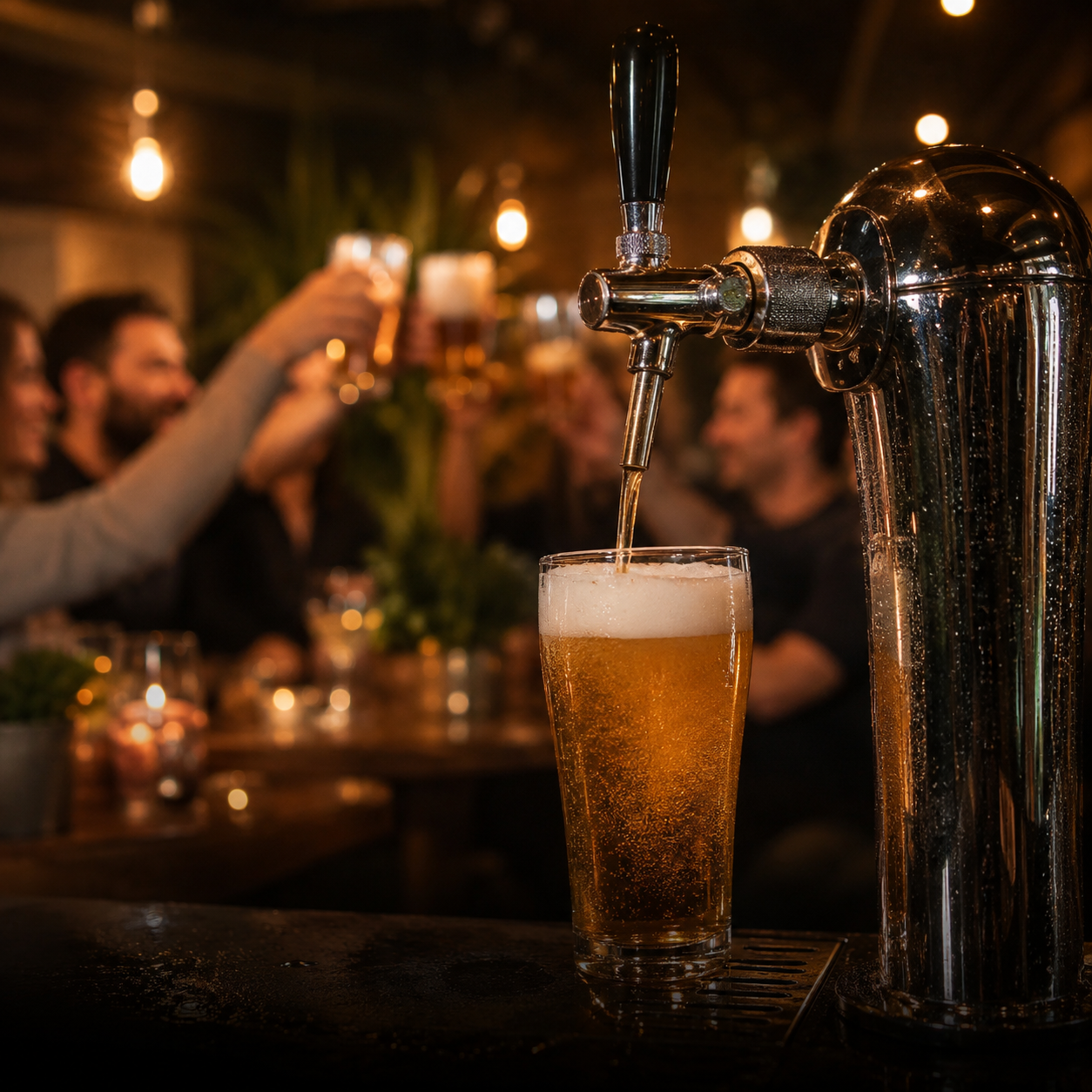 Celebração de aniversário com chopp gelado