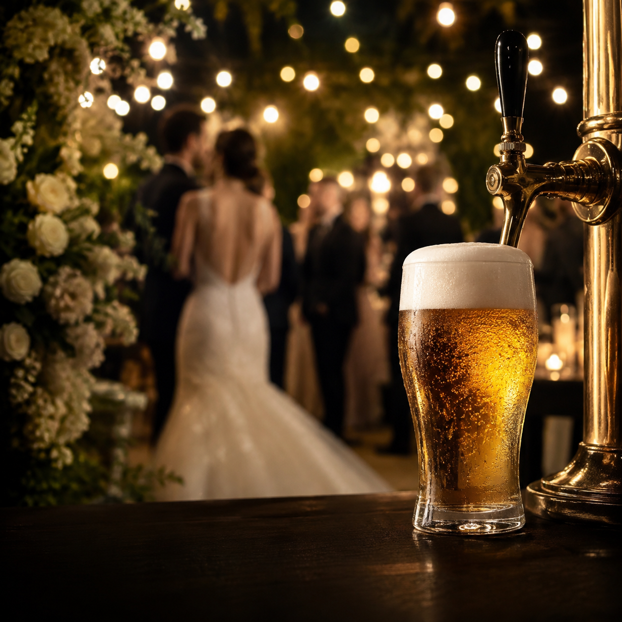 Recepção de casamento com chopp